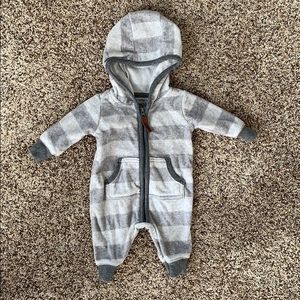 Hooded fleece zip up onesie